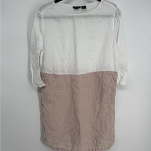 Tahari Colorblock Linen Tunic Dress 100% Linen